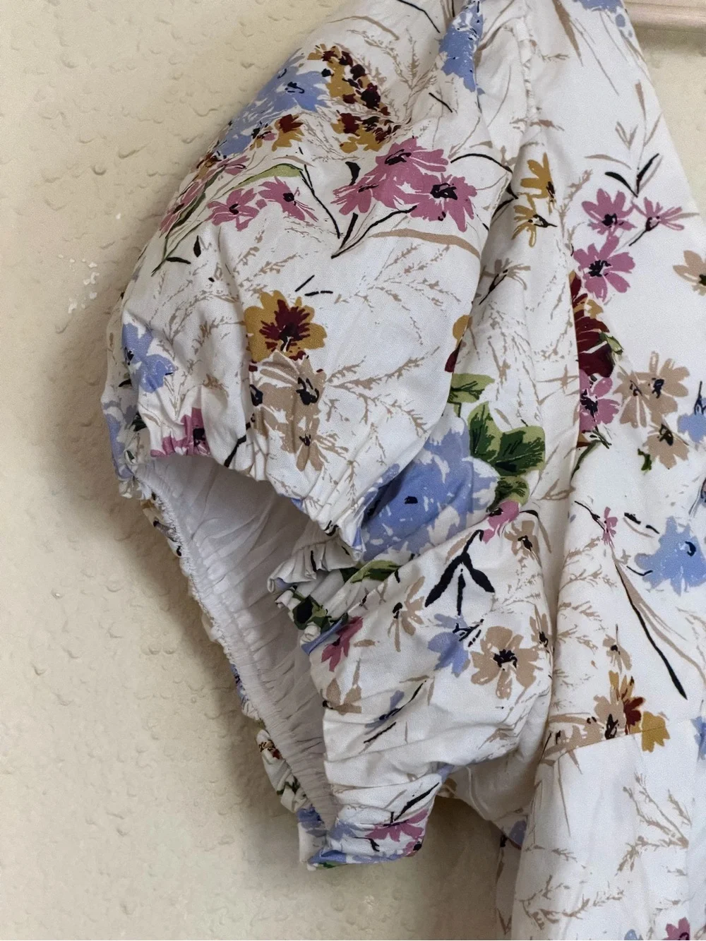 NWOT | Anthropologie | Floral Puff Sleeve Peplum Top Cream Floral - Size 2X